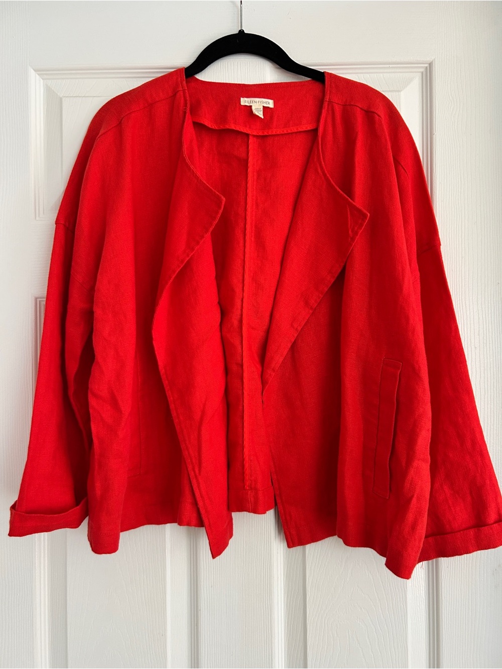 Eileen Fisher Vibrant Red Open-Front Blazer